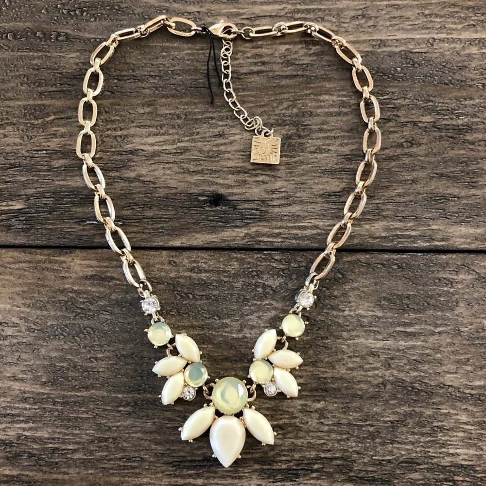 Anne Klein Gold Tone Yellow‎ Statement Necklace